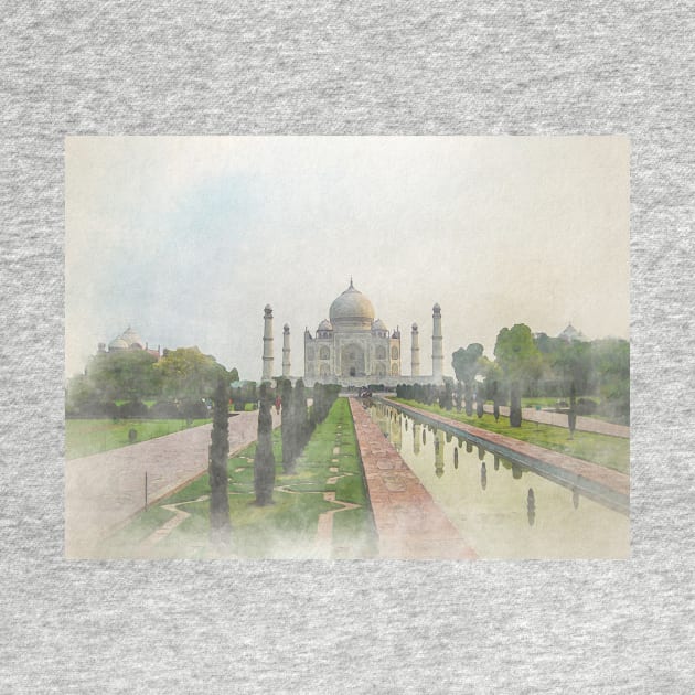 Taj Mahal Agra India Watercolour by RosNapier